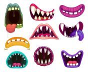 monster mouths sharp teeth tongues cartoon funny aliens close open os smiling laughing roar show scary fangs dripping 201488053.jpg from monster in mouth