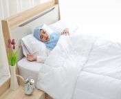 oversleeping asian muslim woman wearing white sleepwear lying bed happiness top view portrait young cute girl sleeping 192501538.jpg from arabic woman lying on bed