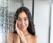 showering beautiful brunette girl long hair expressive eyes takes shower portrait pretty indian woman drops 288188026.jpg from sexy indian in shower with borer