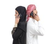 distant arab couple calling phone isolated white background 43943610.jpg from wife arab