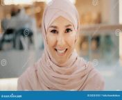 webcam view young arab muslim woman hijab speaks looking camera smiling girl talking cam job interview female webcam view 253351018.jpg from webcam hijap