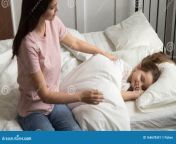 young mom caress little daughter put her to sleep stroke cute take cozy bed day night loving mother comfort small girl 164678431.jpg from sleep daughter candid