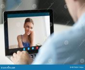 man talking to shy woman video call virtual dating man talking to shy beautiful women video call laptop teenagers virtual 98779638.jpg from vidéo call arab