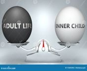 adult life inner child balance pictured as scale words to symbolize desired harmony d illustration 173693596.jpg from adult ime