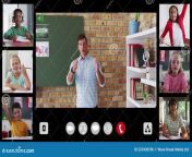 composite video call interface diverse male teacher six children online lesson composite video call interface 223430596.jpg from vidéo call arab