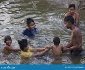 family bathing river along pagan myanmar burma wash their dresses bath 41675113.jpg from bath family