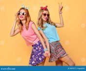 fashion funny girl crazy having fun dance friends hipster women cheeky hipster sisters best twins stylish summer outfit model 76997377.jpg from crazy having fun