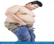 fat person his old jeans overweight try to wear isolated white background 48836661.jpg from fat old man white underwear