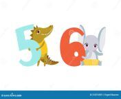 five six numbers cute crocodile elephant birthday anniversary numerals funny african animals cartoon vector 210074509.jpg from six anmals 56
