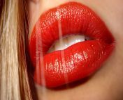 303788 women model blonde long hair face red lipstick hair in face closeup gloss open mouth teeth juicy lips.jpg from sexy lipstick p
