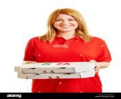 smiling blond woman as a pizza delivery person gj26r6.jpg from blonde pizza delivery