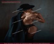 maximimages stock photo mxi32453 boudoir portrait of mysterious half naked woman in black hat and lingerie with a coat.jpg from wish hat nude and naked xxx porn one chut two land