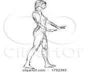 1752393 nude female human figure posing standing side view doodle art continuous line drawing.jpg from nude women namaskar pose photo