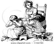 1154783 clipart of a retro vintage black and white mother braiding her daughters hair royalty free vector clipart.jpg from drawing mom spanked