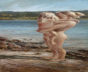 mother and daughter at the shore of lake of gog hans egil saele.jpg from daughter nude beach