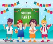 gradient back school party illustration with students celebrating 23 2149457861.jpg from school party