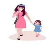 hand drawn mothers day labels with daughter character 40876 2580.jpg from little n mom animated