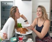 young lesbians feeding each other kitchen lgbt romantic couple 251317 1275.jpg from lesbian feeding