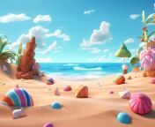 cartoon beach with blue sky 3d style illustration 720722 9523.jpg from beach 3d animation