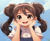 cute anime girl laughing bun hair blue background 988987 23.jpg from anime bun