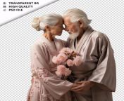 romantic old japanese couple valentines day with kissing transparent background psd isolated 873925 619709.jpg from japanese old couple kissings