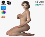 naked korean girl game ready 3d model low poly rigged obj fbx ma blend uasset fbm.jpg from naked 3d