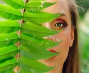 126704775 portrait of female with beautiful green eyes with a leaf of fern near one eye in a summer park close.jpg from fern smile19