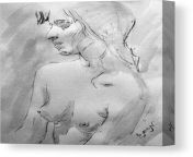 charcoal black white nude portrait drawing sketch of young nude woman feeling sensual sexy lonely m zimmerman canvas print.jpg from nude lonely m