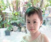 3 years old cute baby asian girl little toddler child with adorable short hair looking at camera free photo.jpg from asían short hair