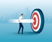 businessman aims with huge arrow achievement goal aim in business concept vector.jpg from aim at