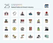 naked politics and fintech industry 25 line filled icon pack including election bribe referendum political nuclear free vector.jpg from naked politics