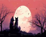 ai generated ai generative two lovely romantic cute foxes looking at moon nature forest wedding kids time graphic art photo.jpg from cute romance forest 2