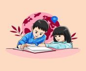 older brother teaches his younger sister to study illustration free download free vector.jpg from downloads brother and sister to