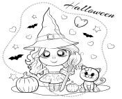 3566742 susse malvorlagen fur halloween mit einem madchen in einem hexenhut mit einem besen in ihrer hand mit kurbissen und einer katze umriss illustration vektor.jpg from mit einem mädchen in einem hijab