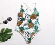tengweng 2019 new sexy pineapple print one piece swimsuit green leaves swimwear cross halter plus size.jpg from sexy prav