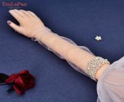 youlapan vm01 a pearl bridal gloves 1 pair tulle wedding gloves transparent long above the elbow.jpg from lapan sex