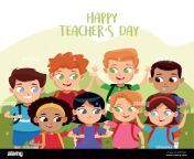 happy teachers day card with students in the field 2b87n37.jpg from student teacher day