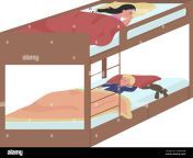 kids sharing bunk bed for sleeping semi flat color vector characters 2gday5b.jpg from brother sister share a bed to sleep