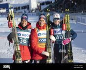 winner therese johaug c of norway second placed heidi weng l of norway and third placed ingvild flugstad ostberg pose after the womens 10kms freestyle event the fis cross country world cup ski tour 2020 in ostersund sweden on feb 15 2020 photo anders wiklund tt code 10040 2gjd5m4.jpg from ingvild flugstad østberg nude