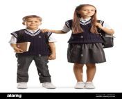 brother and older sister in school uniforms isolated on white background 2gx6r0d.jpg from shool sister and brother