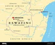 eswatini formerly named swaziland political map with the capitals mbabane and lobamba landlocked country in southern africa 2jfd96r.jpg from swazilan