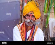 28 january 2023 pune india varkari man portrait with traditional face along with turban tulsi mala in indrayani thadi jatra pune maharashtra 2mtf3dd.jpg from varkari