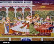mughal painting of king raja maharaja emperor with queens in the garden r67ka2.jpg from mha rani and raja mharaj xxx h