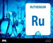 ruthenium ru chemical element sign 3d rendering isolated on white background ruthenium chemical 44 element for science experiments in classroom sci w0x6k1.jpg from sci ru