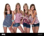 studio photo of four pretty teenage girls in tight group on white cc0ana.jpg from thrresome teens