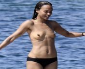 zoe saldana topless on a boat in sardinia italy 1.jpg from topless celeb