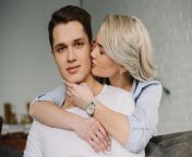stock photo attractive girlfriend kissing boyfriend home from seksi bf