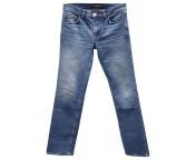 other balenciaga distressed hem slim fit jeans in blue cotton denim.jpg from deni jpg