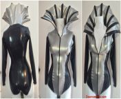 dragon queen bodysuit silver black 1.jpg from dragon latex female